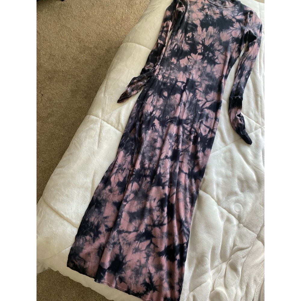Young Fabulous & Broke YFB Mock Turtleneck Black/Pink Tie Dye Maxi Dress